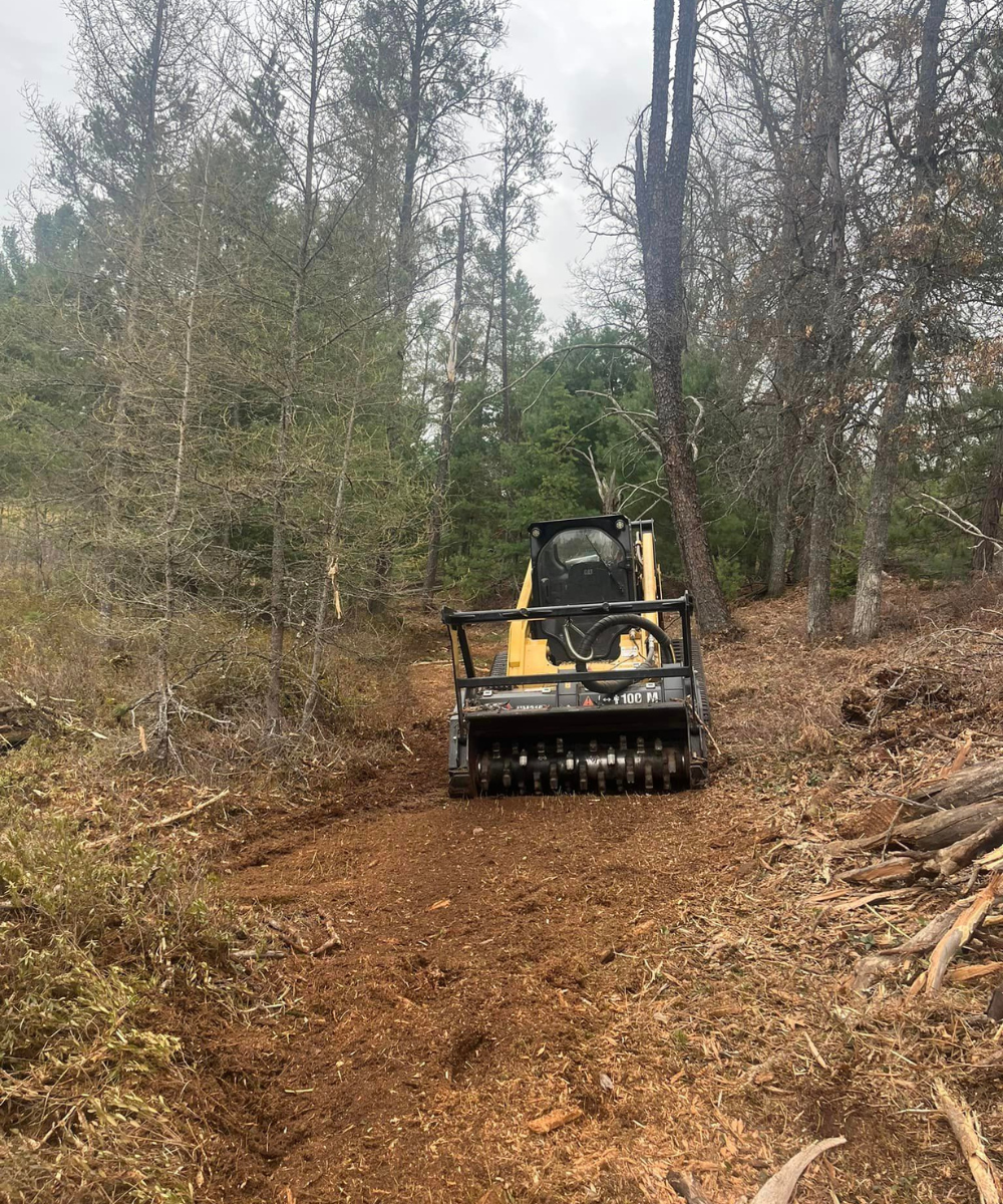 land clearing being done with a forestry mulching machine