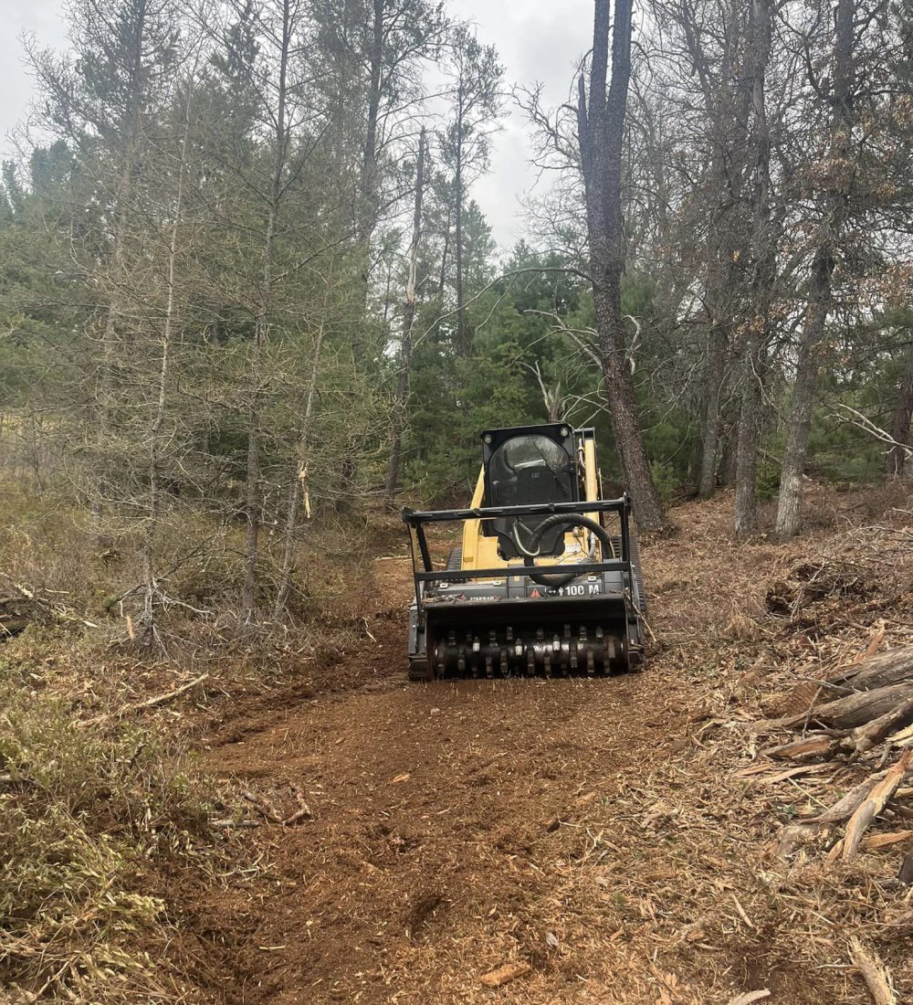 forestry mulching & land clearing Bay City MI being done on a property